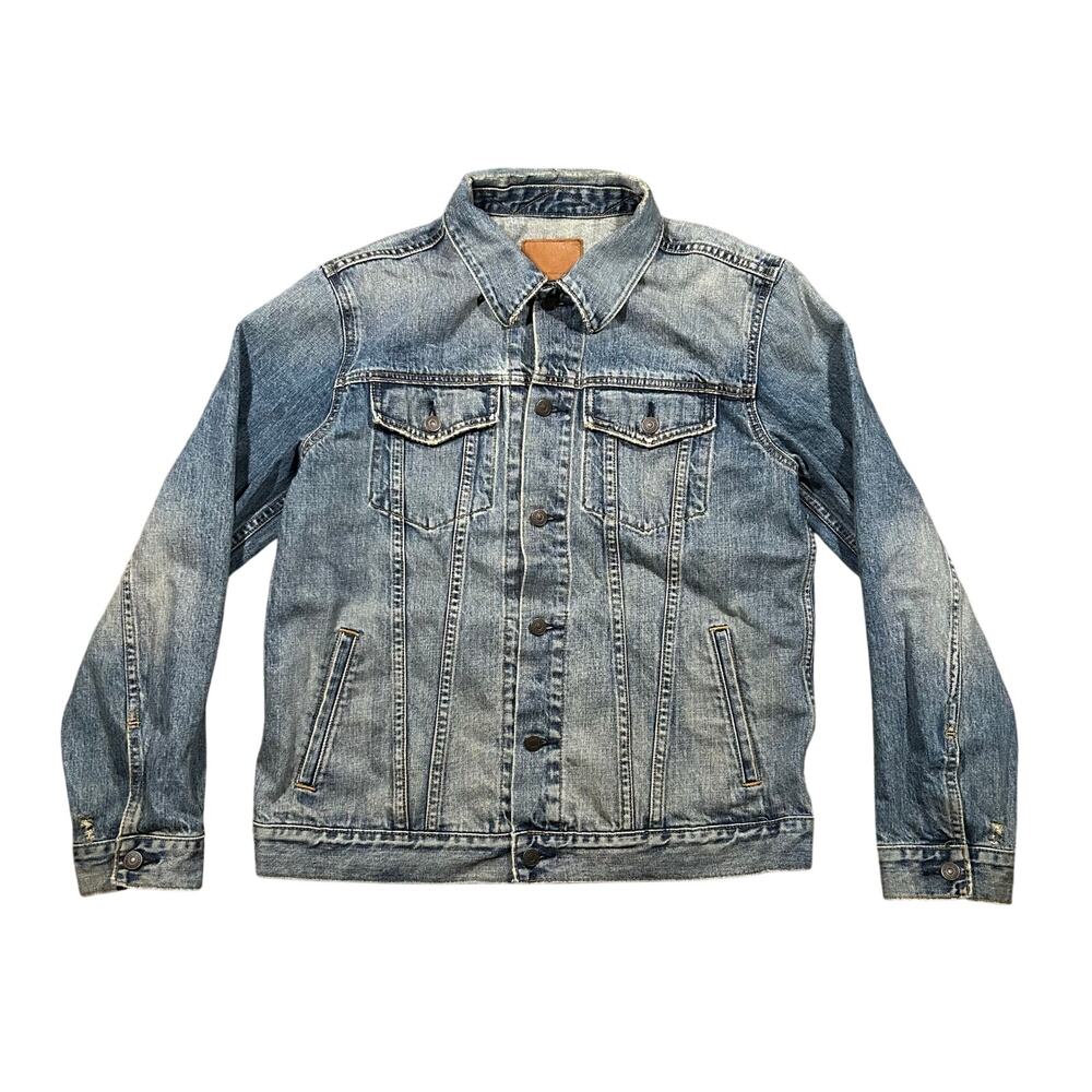 Vintage GAP Jean Jacket Men’s Large Denim Faded Distressed Trucker 00s Y2K